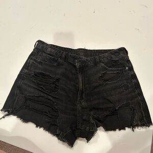 Black American eagle ripped jean shorts